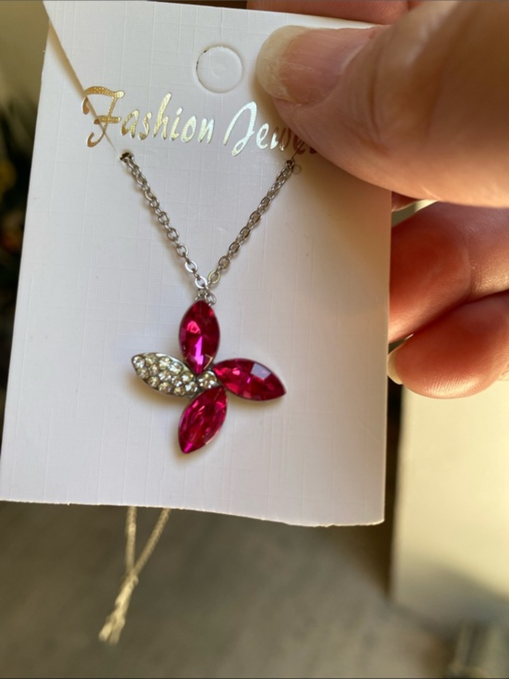 Pink flower necklace